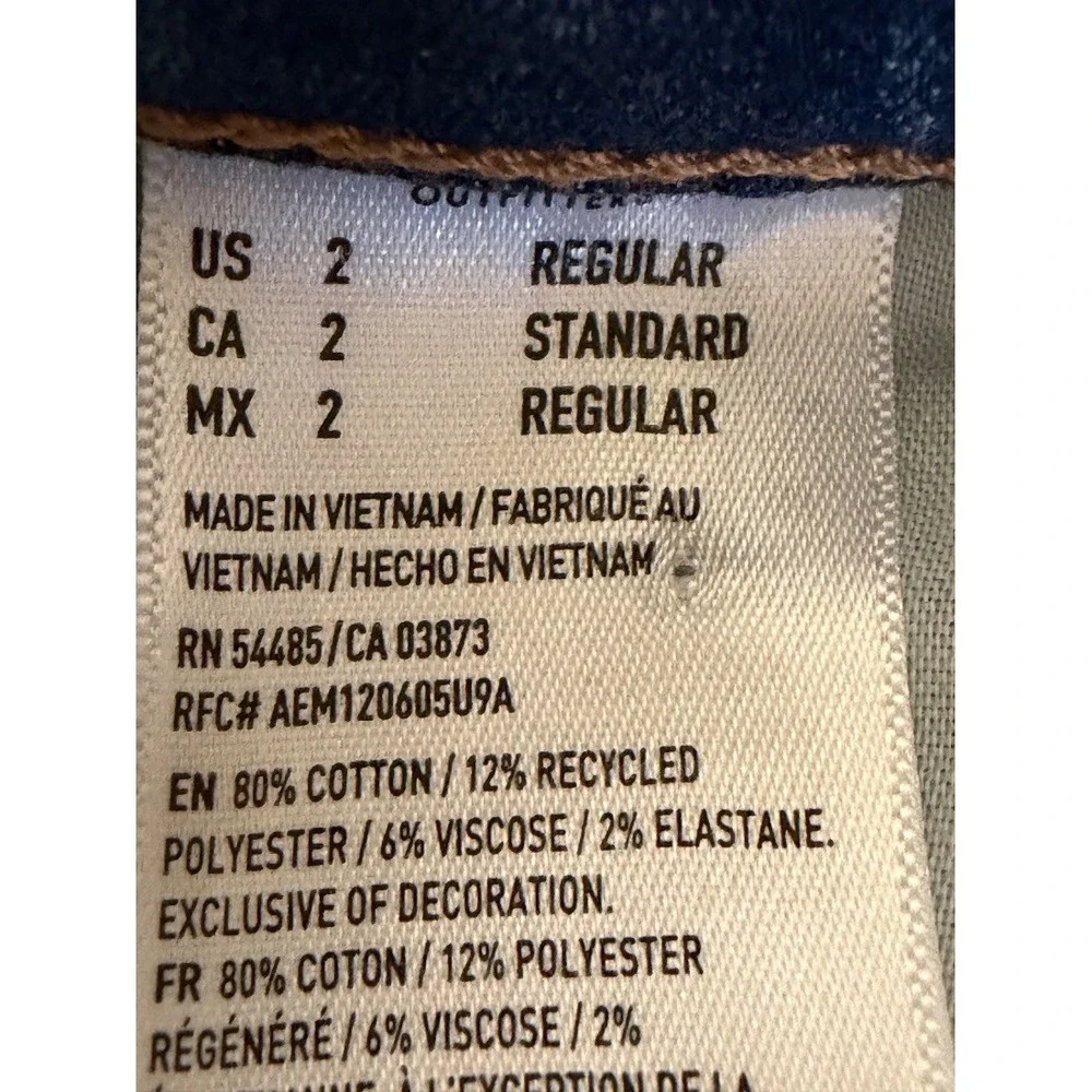American Eagle Next Level Stretch Low Rise Jean Shorts Blue Cutoff Size 2